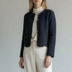 Vintage Carroll Reed Ski Shop Wool Boucle Sweater Jacket, Size 14, Black